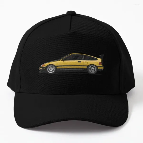 Casquettes de baseball jaune CR-X CRX voiture casquette de baseball compacte mode plage noir femme homme