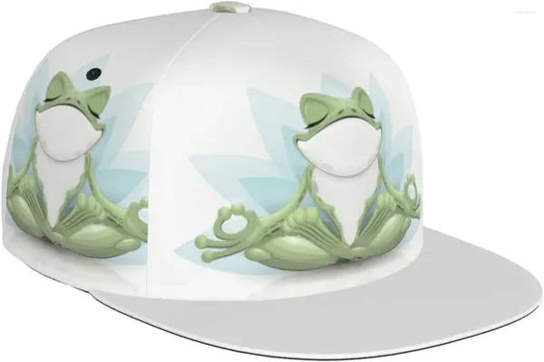 Bola de bolas Frog Funda Funny Pattern Flat Bill Hat unisex Snapback Baseball Cap Hip Hop Estilo Visor en blanco Ajustable Negro