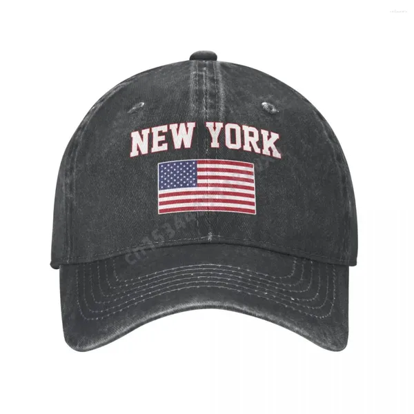 Gorras de bola York America Bandera EE. UU. Ciudad de Estados Unidos Charcoal Washed Denim Gorra de béisbol Hombres Clásico Vintage Algodón Papá Camionero Sombrero