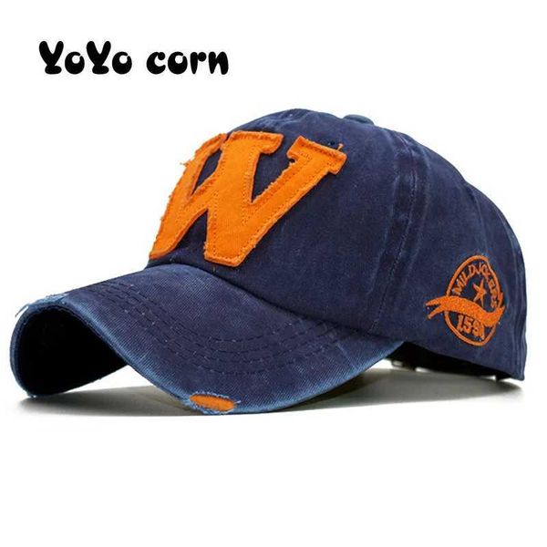 Ball Caps Yoyocorn Hot rétro Capuche de baseball lavée Caps ajustés Snapback Hat pour hommes Chapeaux Os Femmes Gorras Casquette Casquette Lettre noire CAP J240425