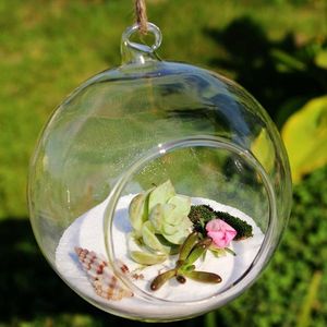Florero de cristal colgante transparente con forma de bola y globo, contenedor de terrario de plantas y flores, jarrones de decoración para el hogar y la boda DIY