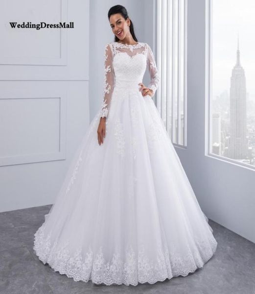 Robe de bal 2 en 1 robes de mariée 2024 Appliques de dentelle de train détachable Pearls Bridal Vestido de Novias Vestidos de Noiva4519524