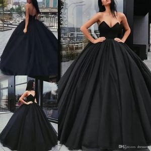 Baljurk 2022 zwarte quinceanera prom dresses lieverd rits backless voor zoete plooien 16 avondjurken op maat gemaakt BA7994