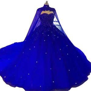 Robe de bal princesse soirée robes de nuit Cape chérie dentelle perlée Tulle bal robes de soirée formelles