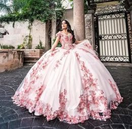 Kogel jurk quinceanera jurken off schouderkralen zoet 16 jurk feestje slijtage prinses jurken plus maat