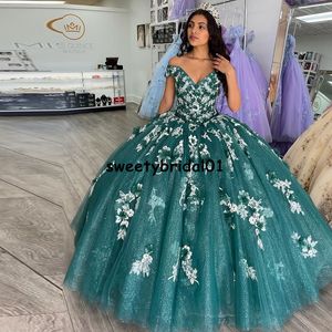 Robe de bal robes De Quinceanera avec des fleurs 3D hors épaule douce 16 robe De cendrillon Vestidos De 15 A￱os 2022
