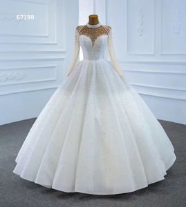Kogel jurk trouwjurken diepe v crystal kralen voor luxe moslim boho lange mouw kralen sm67198