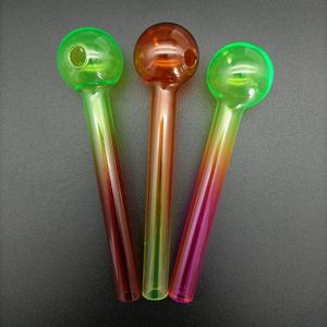 Boule OD 25mm Verre Brûleur À Huile Tuyau Gradient Couleurs Épais Pyrex Verre Eau Bong Tube Nail Pipes