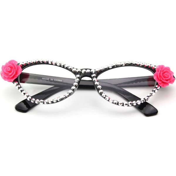 Lunettes de soleil œil de chat, décoration de fête de bal, fleur rouge Rose, diamant, offre spéciale