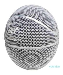 Balle réfléchissante basket-ball hommes cadeau extérieur taille 7 nid d'abeille argent PU jeu de basket-ball Baloncesto1181124