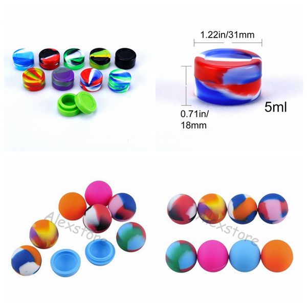 Support en forme de boule Antiadhésif 3ml 5ml pots en silicone dab vaporisateur de cire contenant de l'huile cire de silicone étui en silicone réutilisable pour pot e cig