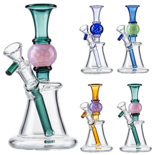 Narguilés en forme de boule Tuyaux d'eau à tube droit Pipe à fumer N Trous Perc Grand bécher Fumée Bongs en verre Dab Rig avec bol XL-2091 LL