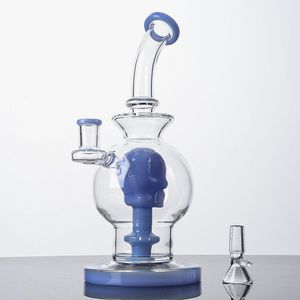 Kogelstijl waterpijpen 14 mm vrouwelijke gewricht bongschedel douchekop ec dab olieligingen koperen waterleidingen 10 inch lang 4 mm dikke glazen bongs met kom wp2281