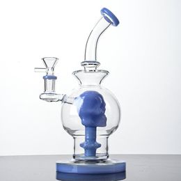 Style boule crâne pomme de douche Perc Dab Rigs narguilés bong en verre avec bol conduites d'eau 14mm joint femelle couleur bleue WP2281