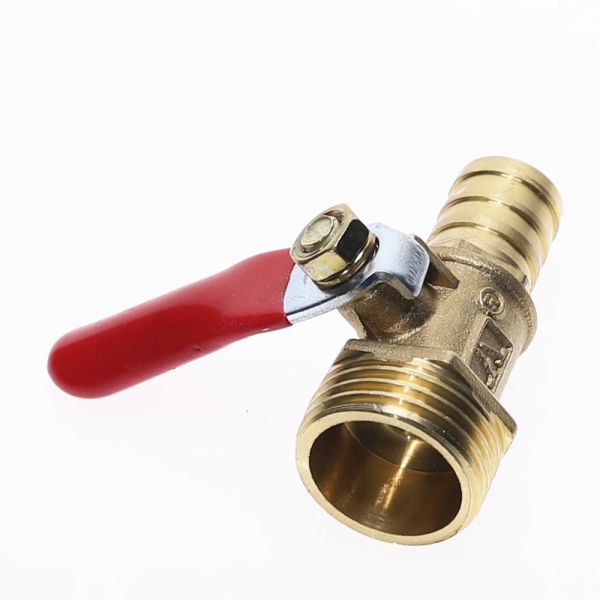 Valve à billes 4-12 mm Barb 1/8 '' 1/2 '' 1/4 '' Connecteur de filetage masculin Joint Adaptateur de coupleur de raccord de tuyau en cuivre