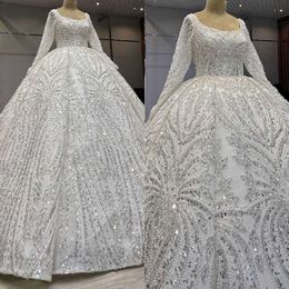 Robes de mariée à balle Appliques Perls Sequins Sleeves Court Robe Court Backless Back Bridal Personnalisé Robe de Special