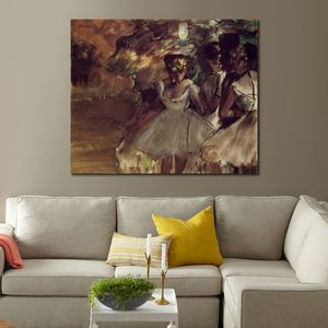 Lienzo de bailarina, arte de tres bailarines detrás de escena, pintura de Edgar Degas, pintado a mano, decoración de pared para el hogar y la Oficina, moderna