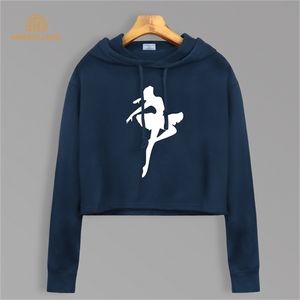 Ballet Dancer Dream Hoodies herfst korte stijl bijgesneden sweatshirts kawaii korte hoodie mode vrouwen crop top polloovers 201208