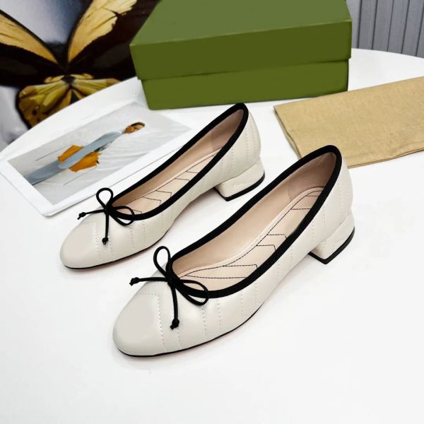 Diseñador de ballet Tacón plano Mujeres zapato casual París Vintage Bow Woolen Tweed Office Sandal Sandal Sandals con caja 34-40 32265 S