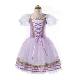 Robe de ballet pour enfants Giselle Concours professionnel Dance Lilac Jupe gonflée Longue robe de ballet adulte Costume 240325