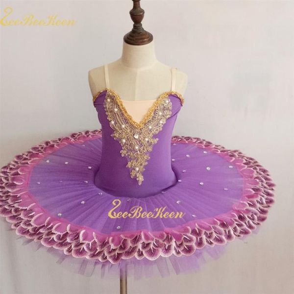 Robe de Ballet filles lac cygne Tutu Ballet femmes robe de danse or dentelle ballerine diamant Performance professionnelle Costume276e