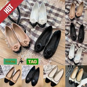 Ballet platte dames slippers ontwerper sandalen lederen schoenen voor vrouwen abrikoos balck witte luxe bruiloft bloem lamskijn ballerina dia's zomer strandkanaal schoen