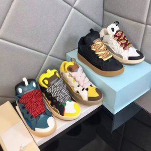 Top designer mode dames outdoorschoenen Heren sportschoenen Reliëf suède Curb sportschoenen Napa kalfsleren damesschoenen Rubberen platform geweven veterschoenen