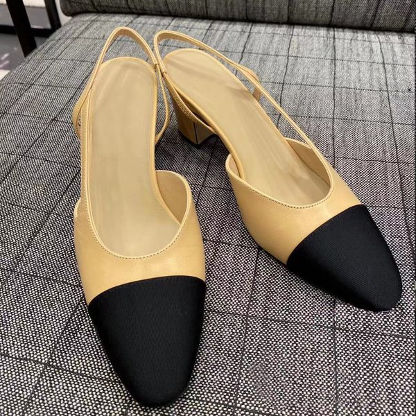 Ballet Flats Designer Chaussures de robe de luxe Slingbacks Ballet Fémers Femmes Fashion Sandales Chunky Howtie Slip-on French Real Leather Female Femme Dames Shoe