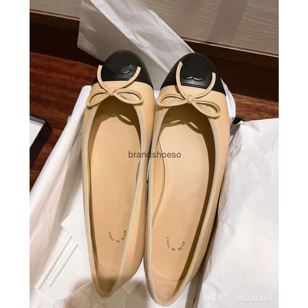 ballet flats designer shoes Paris marque noir ballerines chaussures femmes printemps matelassé en cuir véritable sans lacet ballerine luxe bout rond dames chaussures habillées HJ2G 008