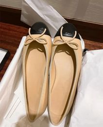 ballet flats designer shoes Paris marque designer noir ballerines chaussures femmes printemps en cuir véritable Slip luxe bout rond dames ballerine robe talons de créateur