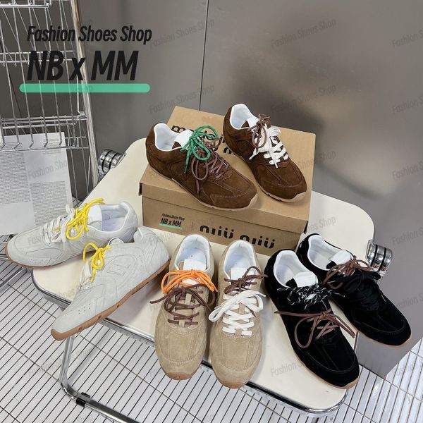 Excellente qualité Miui Sneakers décontractés chaussures Co chaussures de marque Chaussures populaires de denim en cuir en cuir en cuir à deux couches