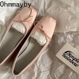 Ballet op jurk ondiepe strikjes slip lente mode vrouwen platte loafers schoenen dames casual outdoor ballerina schoen 230718 906