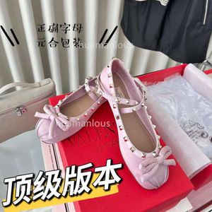 Ballet Satin Ballerinas Chaussures Cross Valens Tino Designer Shoe Rivet Girl Lady Top Princess Plate 2024 Bow New Flat Bottom Belt Same Style 1NVL