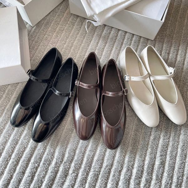 zapatos de ballet para mujer zapatos de barco de fondo plano diseñador de moda retro zapatos formales negro blanco café color charol hebilla fondo plano casual Mary Jane