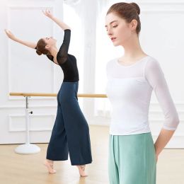 Ballet Tops femme Dance Tops Splice Splice Ballet Shirt Vêtements Elegant Adults Yoga Ballerina Dance Costume Lady