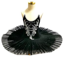Ballet tutu rok zwart voor kinderen Swan Lake Costumes Kids Belly Dance Clothing Stage Performance Jurk 240510