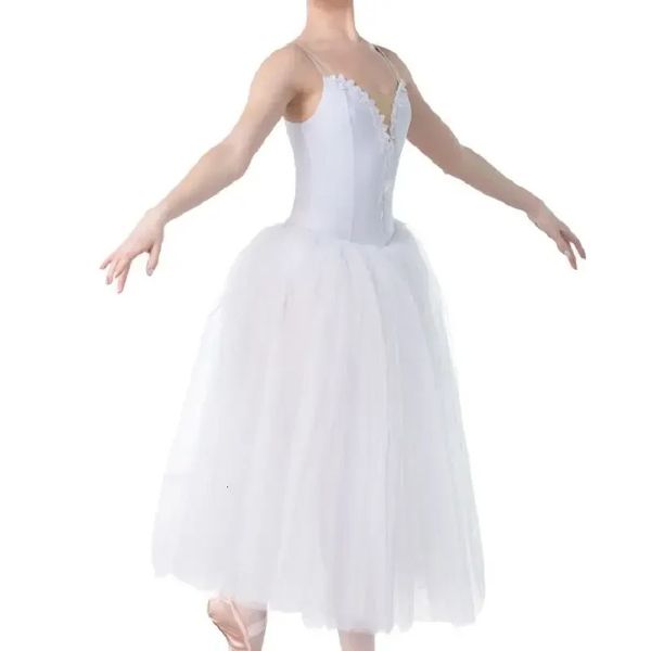 Ballet Tutu Jupe Robe de danse professionnelle longue tutus blanc pour les costumes de ballet adulte 240411