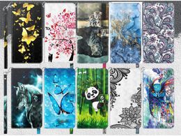 3D Wolf Bird lederen portemonnee hoesjes voor iPhone 14 Pro MAX 13 12 Mini 11 XS XR X 8 7 6 SE 5 5S Kant Bloem Flip Cover Cartoon Panda ID-kaartsleuf Riem Vlinder Boekentas Portemonnee