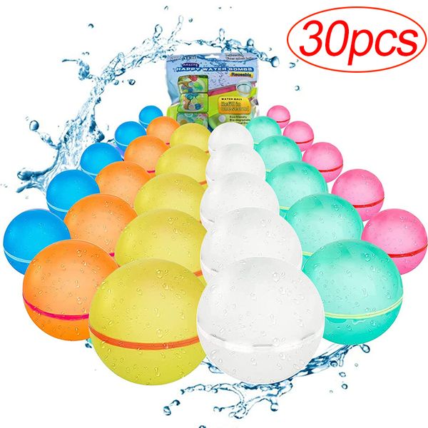 Globo 30pcs Venta al por mayor de silicona Reutilizable Globos de agua Summer Beach Play Toy Games Balls 230605
