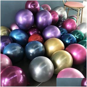 Balloon 50Pcs/Set Ballon Wholesale Glossy Metal Pearl Latex Balloons Thick Chrome Metallic Colors Air Balls Globos Birthday Party De Dhq0Q