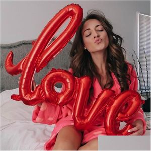 Balloon 68Cm Love Letter Foil Red Rose Gold Heart Helium Ballon Anniversary Wedding Valentines Birthday Party Decoration Bride Globo Dhsxz