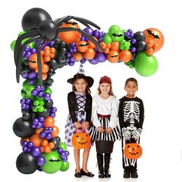 Kit de arco de globos para decoración de puerta delantera, globos de Halloween, guirnalda de globos, arco de globos, manualidades DIY, globos de araña, decoraciones para fiesta