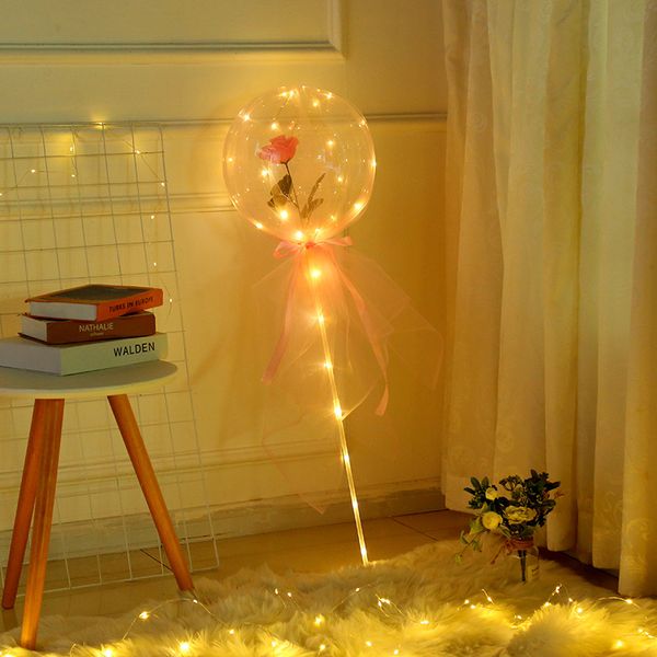 Ballon Bouquet Cadeau Nouveauté Éclairage DIY Led Rose Rose Bouquets De Fleurs Ballons Lumineux Mariage Décoration Anniversaires Copines Bobo Ballons usastar