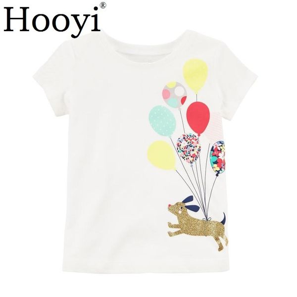 Ballon Chien Bébé Fille T-shirts Enfants T-shirts Nouveau-né T-shirt Filles Blouse Blanc Enfant Hauts 100% Coton 6-24 Mois Jersey 210413