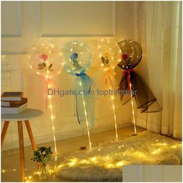 Palloncino Led Bobo Luminoso Bouquet di rose Luce trasparente Bubble Ball Regalo di San Valentino Decorazioni per feste di compleanno Gga3845-1 Consegna a goccia Dhvm0