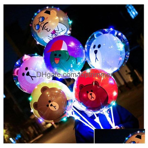 Ballon LED Cartoon Bobo Ball Lumineux Allumer Ballons Transparents Jouets Clignotant Fête De Noël Bar Club Décoration Drop Livraison G Dhuh3