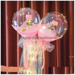 Ballon Led Lichtgevende Roos Boeket Transparante Bobo Bal Valentijnsdag Cadeau Verjaardagsfeestje Decoratie Ballonnen Zzf12885 Drop Delivery Dhufa