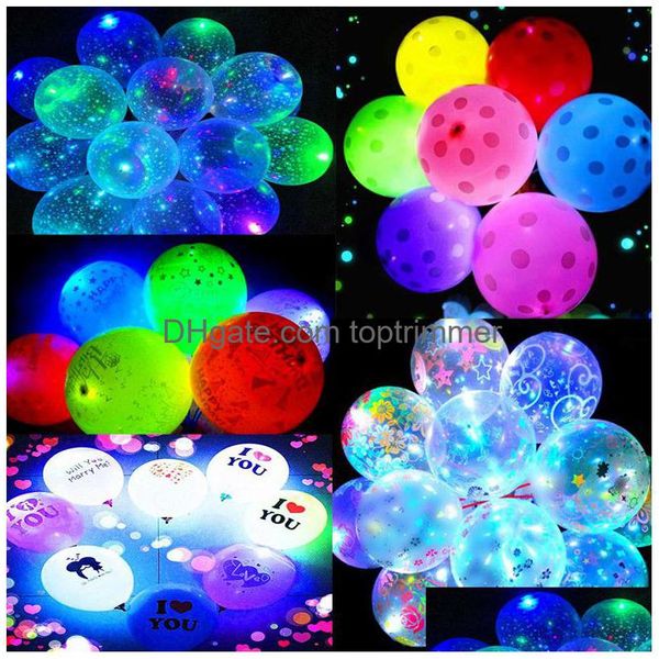 Globo LED Luminoso Transparente Claro Bobo Bolas Globos Letras del Corazón Imprimir Regalos del Día de San Valentín Decoración de Fiesta Juguetes Entrega de Gota Nov Dhsqe