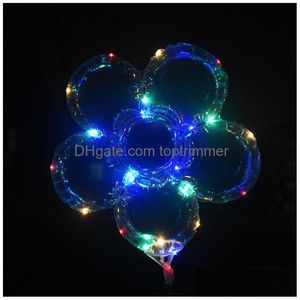 Globo LED Flor de ciruelo 18 pulgadas Club intermitente Bobo Ball Globos iluminados con cajas de batería Decoración de fiesta de cumpleaños Entrega de gota Dhup2