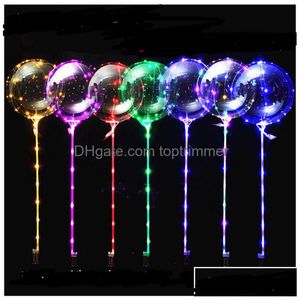 Ballon LED Éclairage Lumineux Transparent Ballons Bobo Ball Avec 80Cm Pole String Noël Décorations De Fête De Noël Livraison Directe Jouets Dhizh